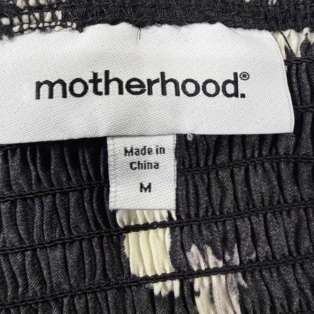 Motherhood Maternity Dress Women Medium Black Floral Smocked Square Neck Mini - Picture 4 of 13